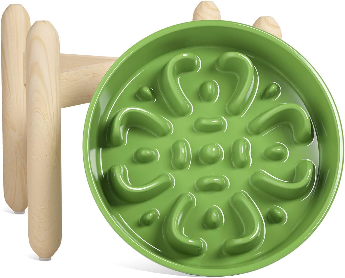 Ceramic Slow Feeder Dog Bowls Elevated for Healthy Eating