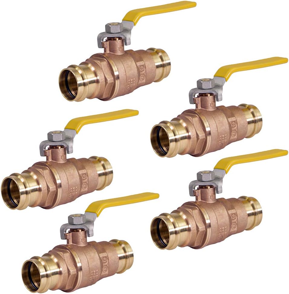 Midline Valve 5 Pack 1/2 Inch Press Ball Valve for Maximum Flow