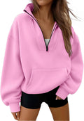 Trendy Queen Womens Half Zip Oversized Fleece Pullover - Cozy Fit