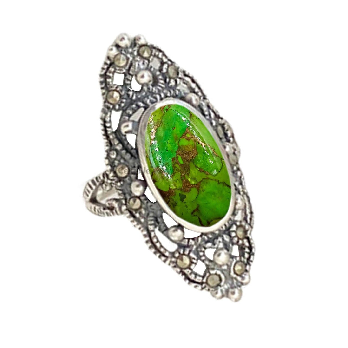 Pure 925 Sterling Silver Turquoise Ring for Women, Size 5