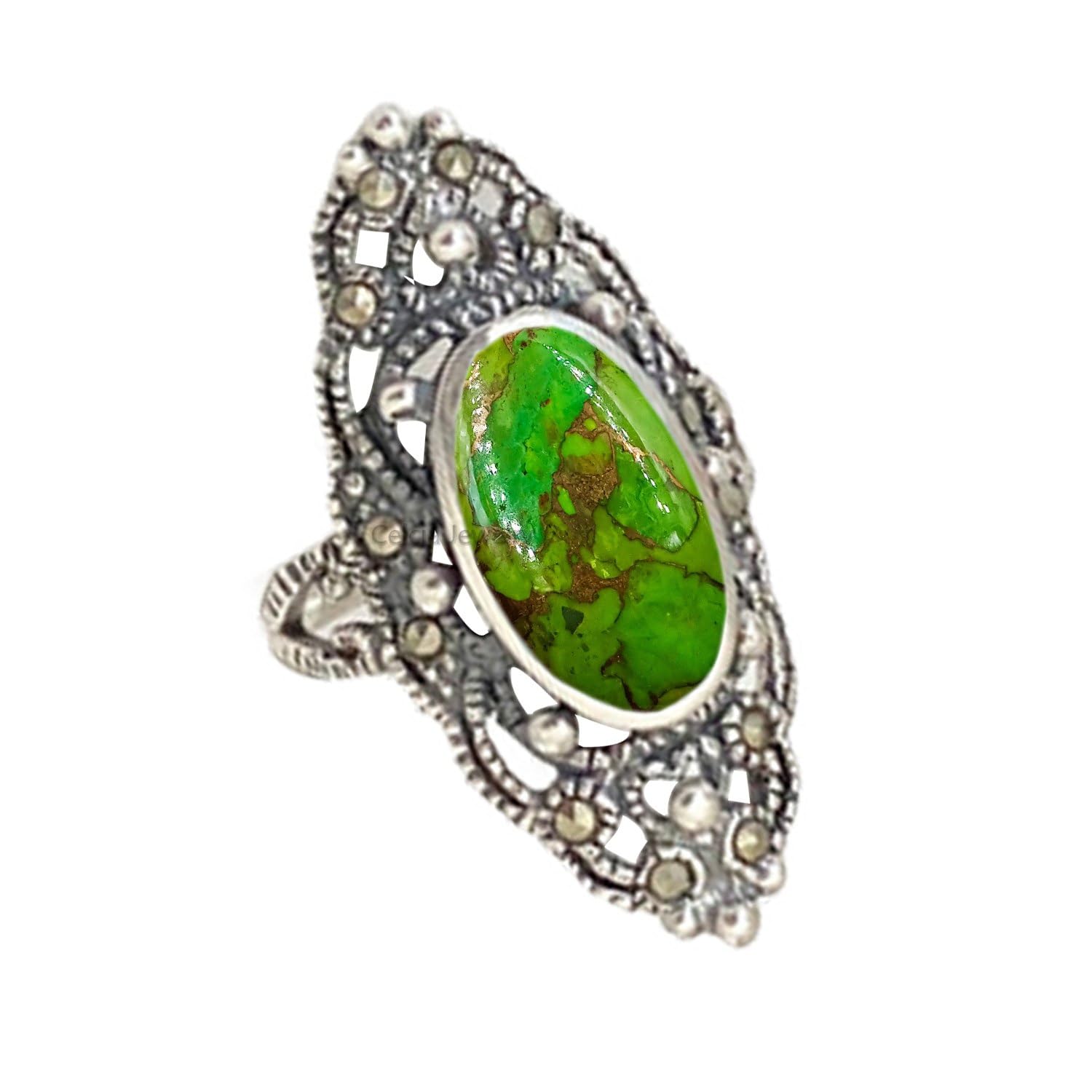 Pure 925 Sterling Silver Turquoise Ring for Women, Size 5