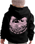 Pink Palm Puff Hoodie: Cozy Oversized Style!