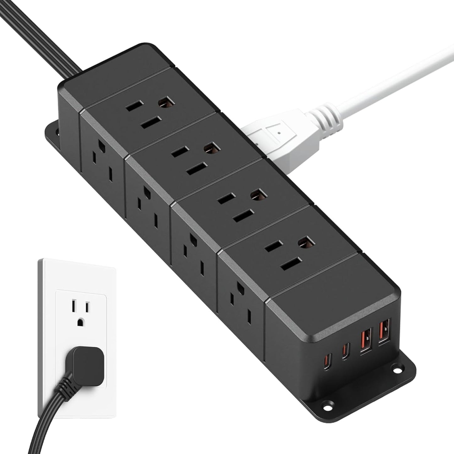 45W USB-C Fast Charging Under Desk Power Strip with 12 Outlets