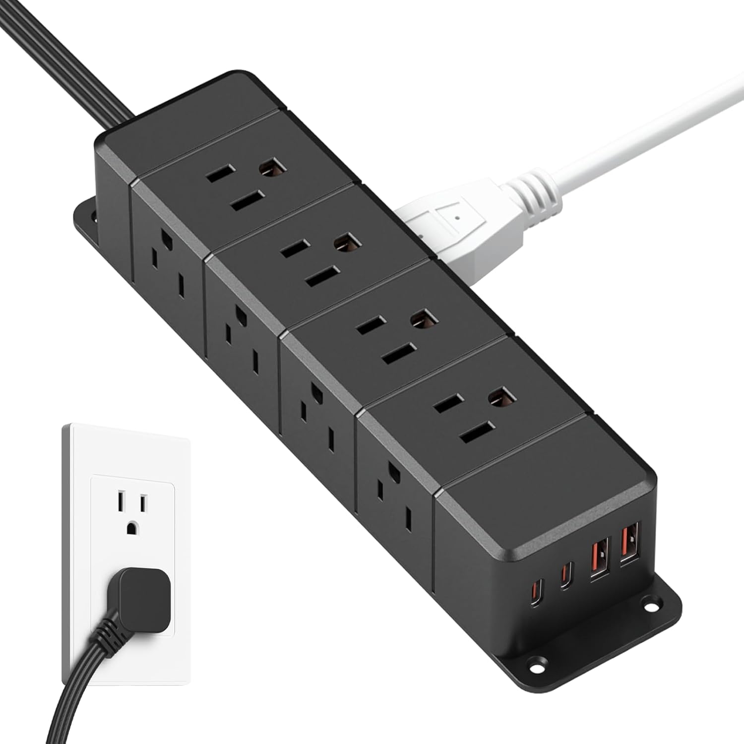 45W USB-C Fast Charging Under Desk Power Strip with 12 Outlets