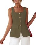 BTFBM Womens Sleeveless Suit Vest - Flattering Slim Summer Waistcoat