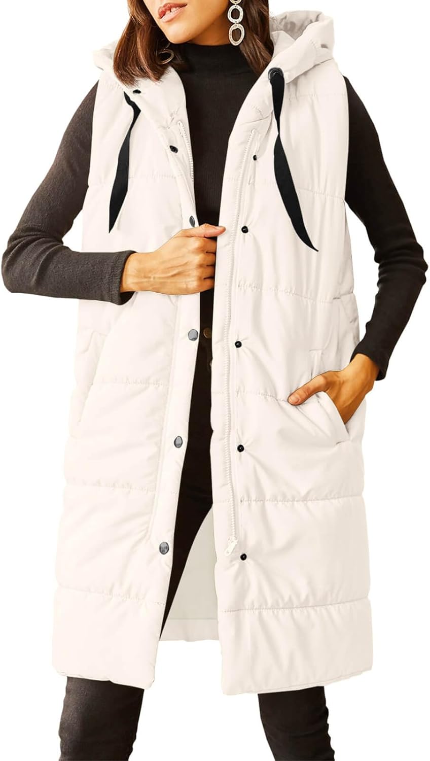 Grlasen Women's Long Quilted Puffer Vest for Winter Style