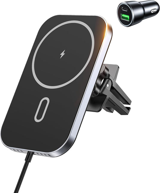 Mukiya MagSafe Car Mount Charger: Upgraded Magnet, 360 Rotation, iPhone 12/13 Compatible
