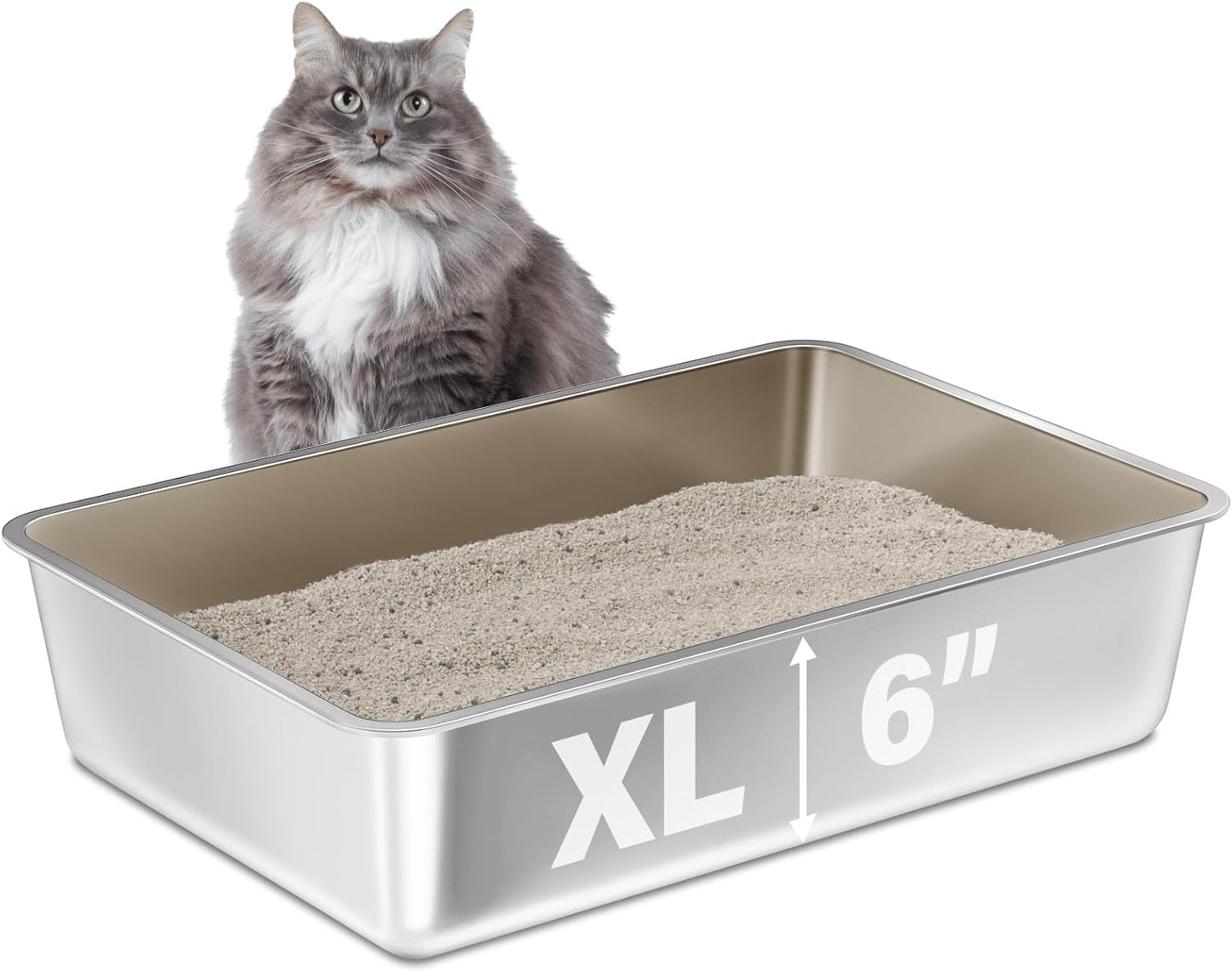 Extra Large Stainless Steel Cat Litter Box for Big Cats