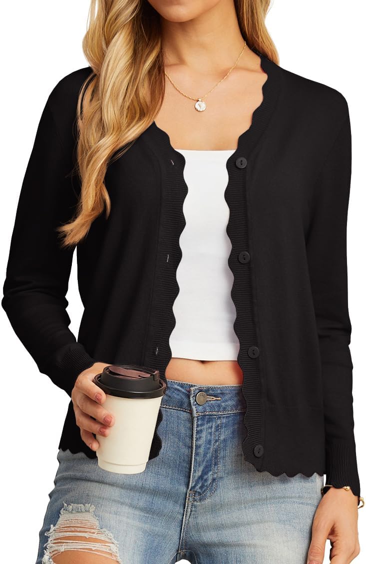 GRECERELLE Women's Long Sleeve V-Neck Cardigan for Style