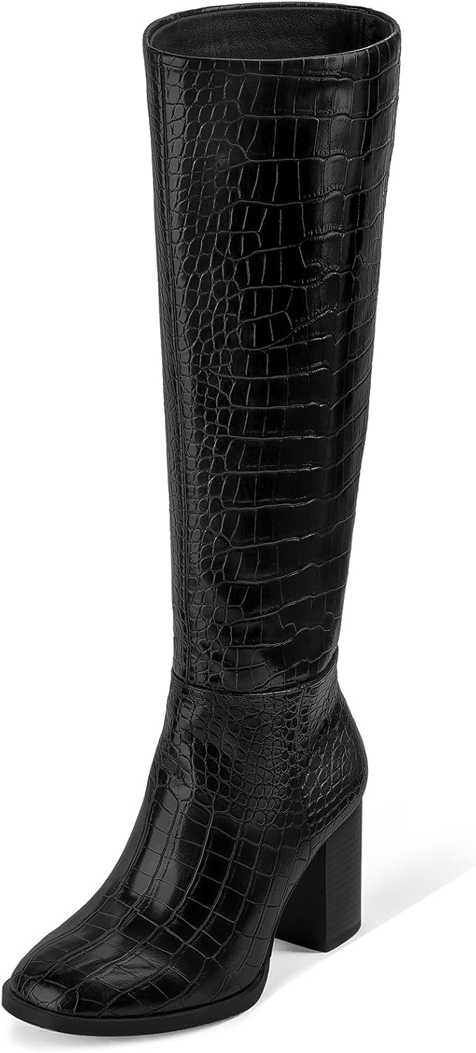 Knee High Boots for Women - Stylish Chunky Block Heel Design