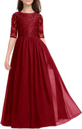 Flower Girls Dress Elegant Vintage Lace Chiffon A-Line - Formal Floor