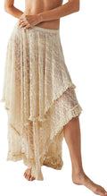 R.Vivimos Women Lace Long Skirt - Asymmetrical Layered Beach Maxi