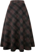 Plaid Wool A-Line Skirt for Women - Long Tartan Pleated Design