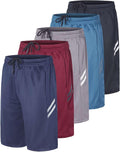 Boys Athletic Basketball Shorts 5 Pack - Comfortable, Pocketed