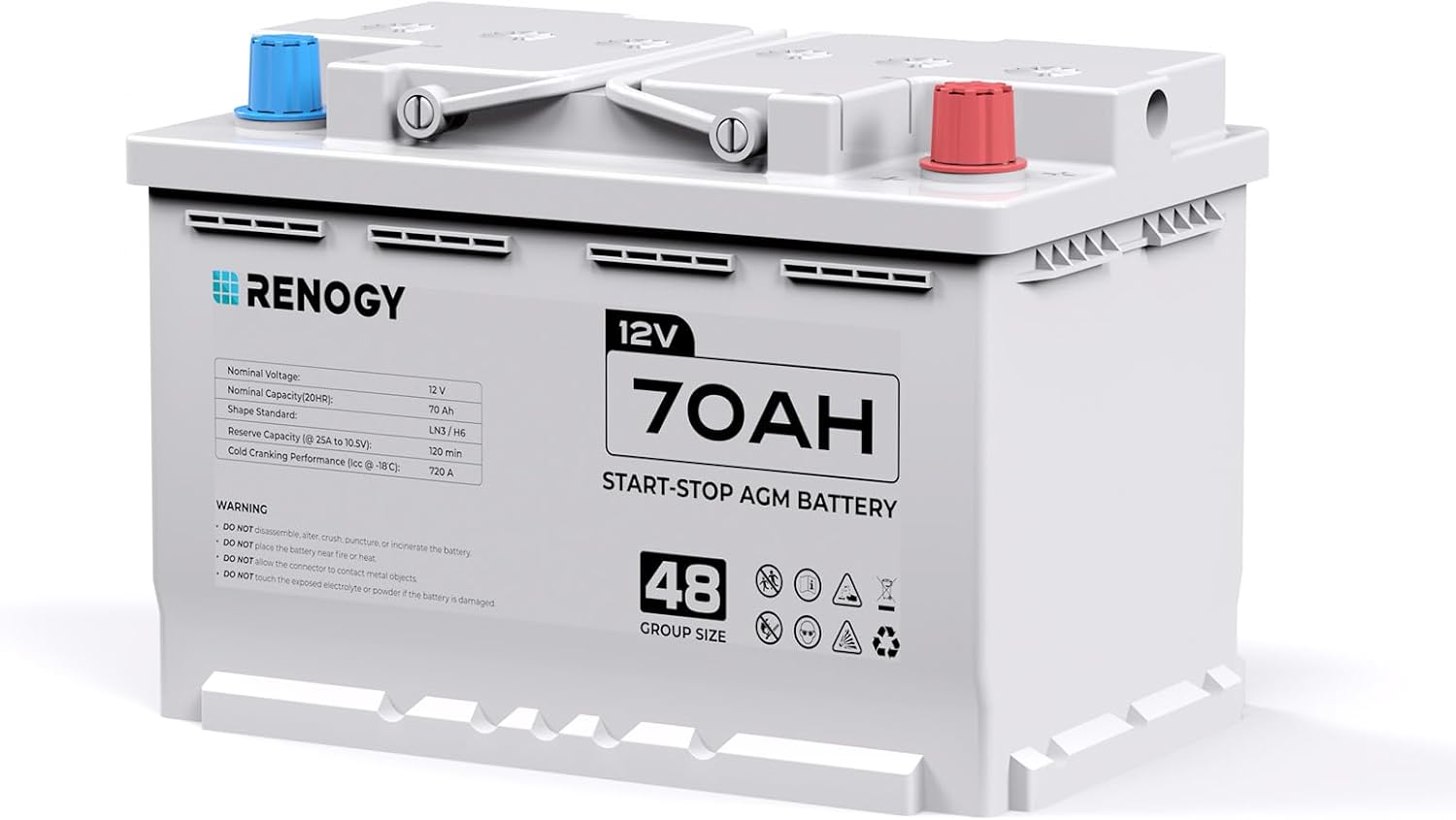 Renogy 12V 70Ah AGM Car Battery for Reliable Automotive Power