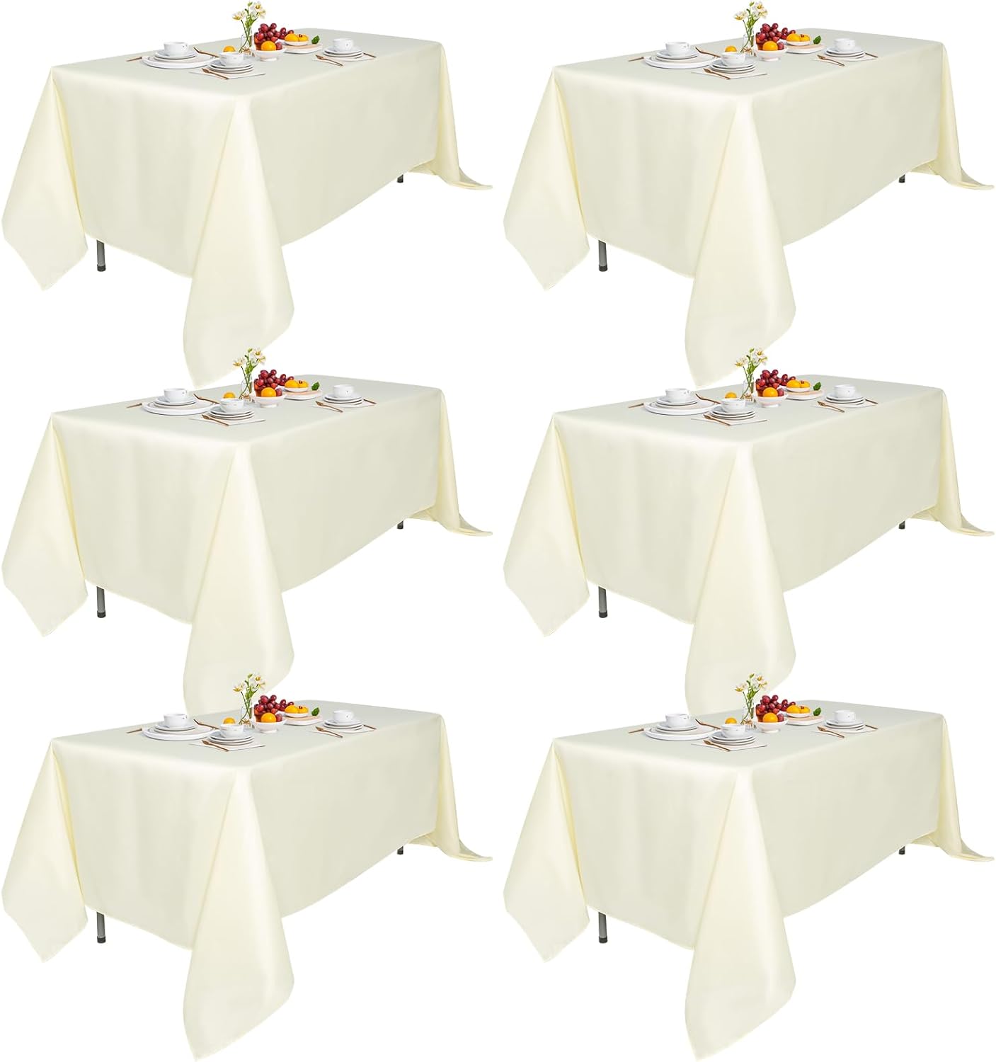 6 Pack 70x120-In Warm Ivory Tablecloths for Elegant Events