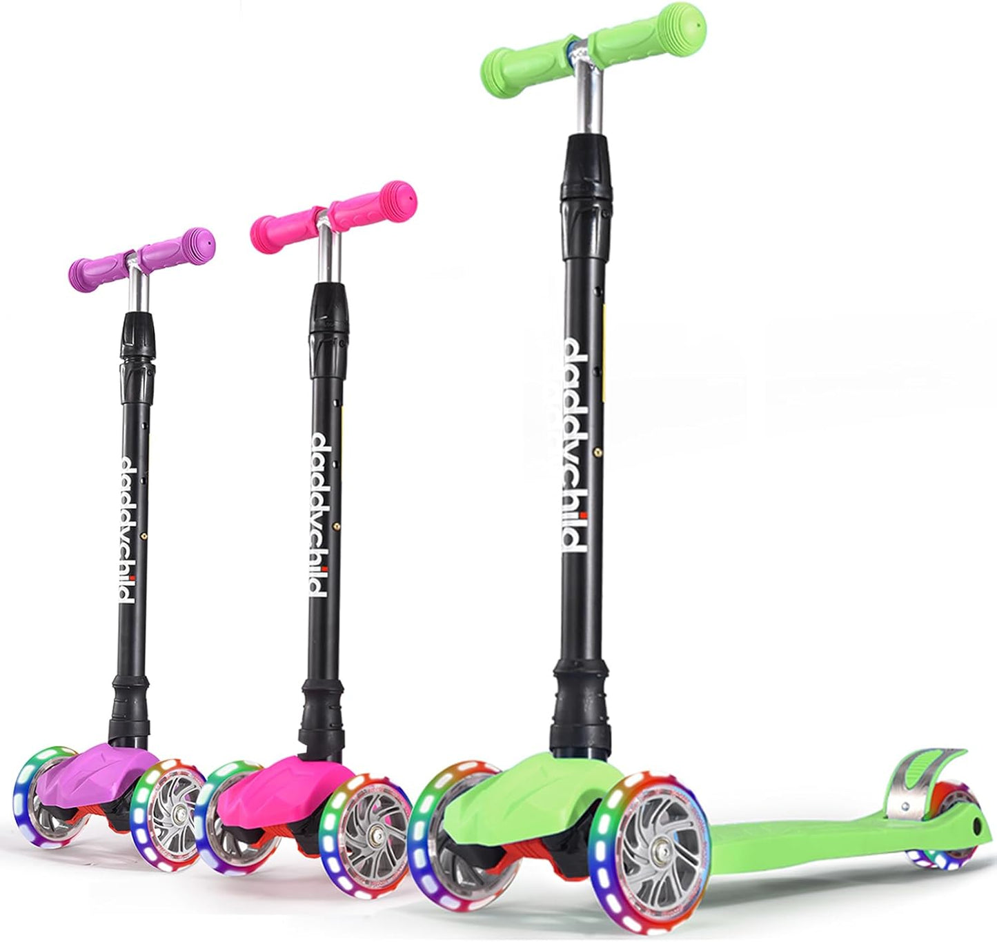 Kids Kick Scooter with Adjustable Height and Flashing Wheels