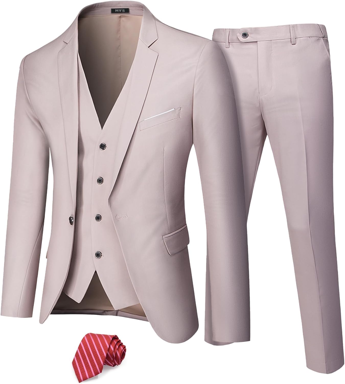 Men's 3 Piece Suit Set with Tie, Slim Fit Jacket & Pants