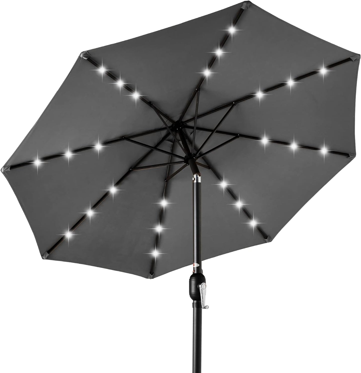10ft Solar LED Lighted Patio Umbrella with Tilt Adjustment