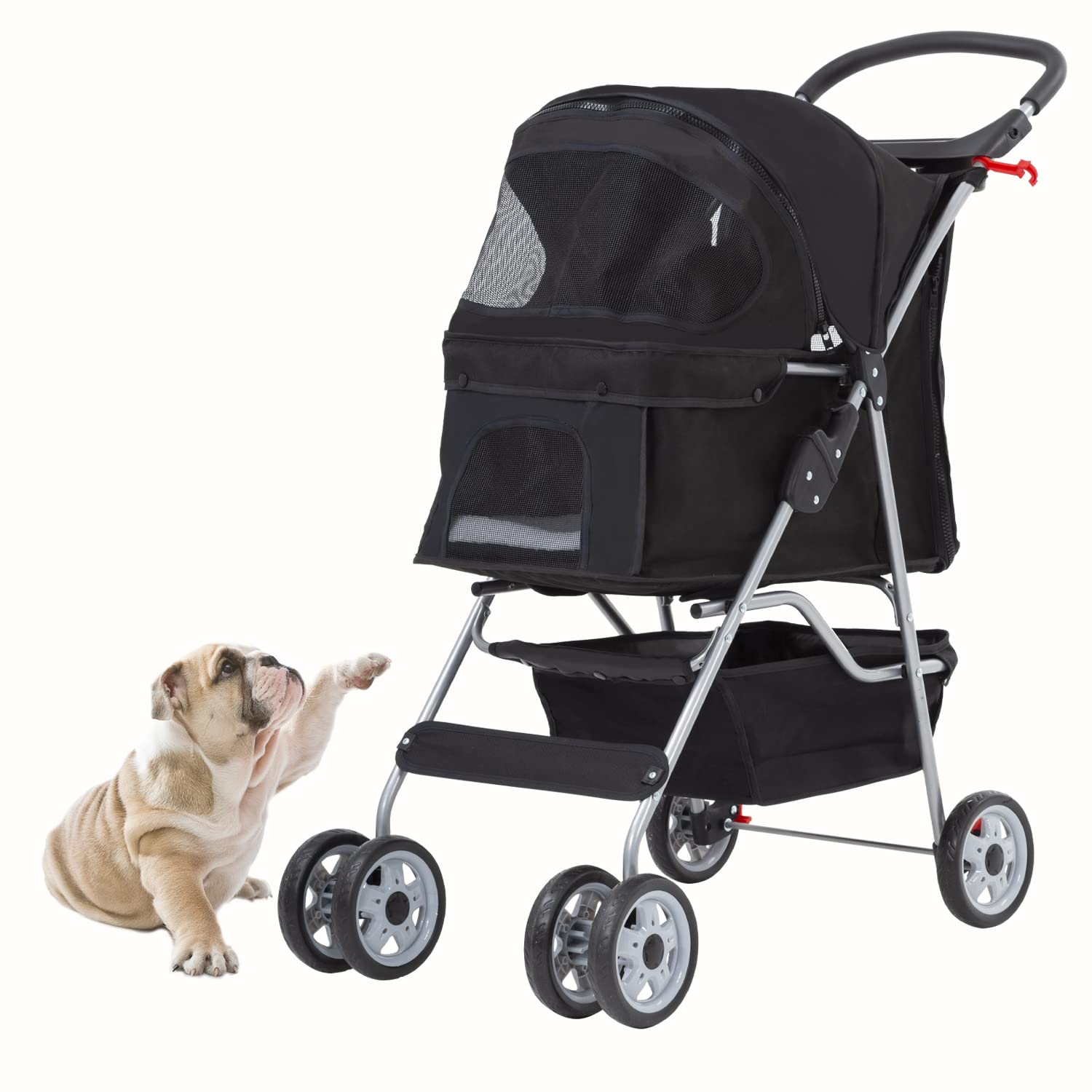 Travel Folding Pet Jogger for Small Medium Dogs & Cats Stroller