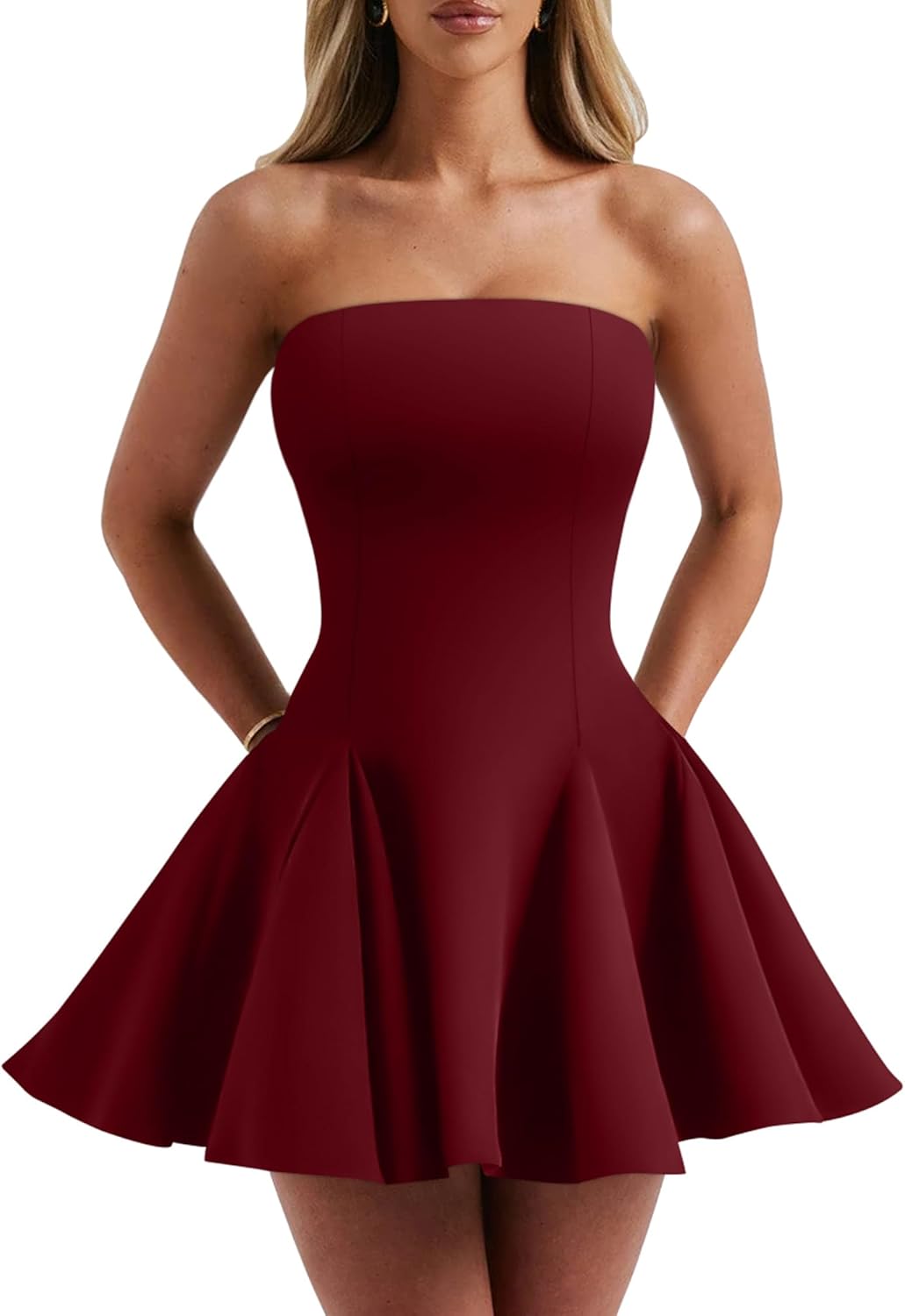 DAAWENXI Women's Sexy Summer Strapless Mini Dress for Parties