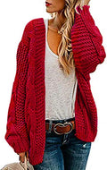 Womens Oversized Chunky Open Front Cardigan Sweater - Cable Knit Cozy