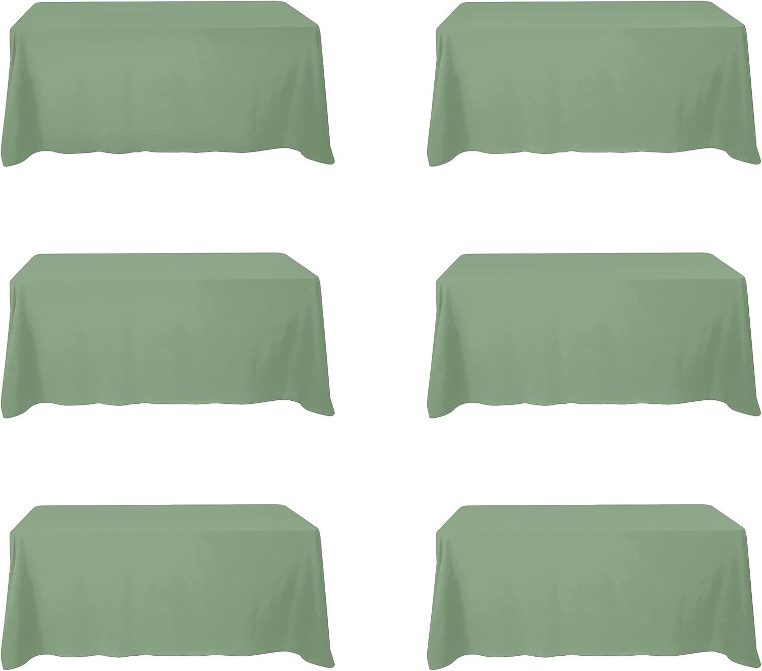 Sage Green Tablecloths for 6 Foot Rectangle Tables - 6 Pack