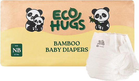 EcoHugs Organic Bamboo NB Diapers|Ultra-Soft & Hypoallergenic|32 Pack