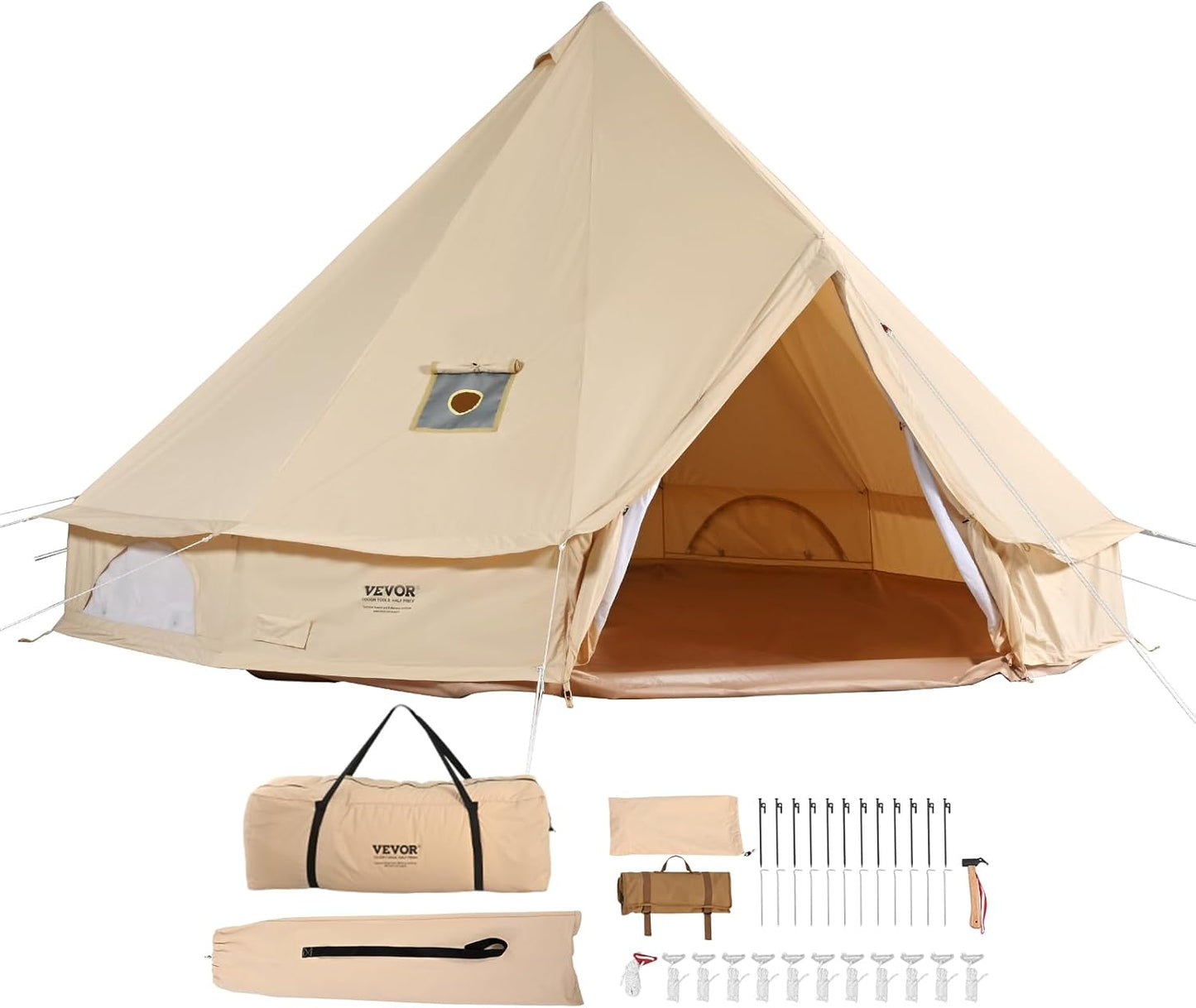 VEVOR Canvas Tent Bell for Camping with Stove Jack and Comfort