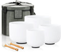 Singing Bowl Set of 4 PCS Frosted Chakra Quartz Crystal - Tuned