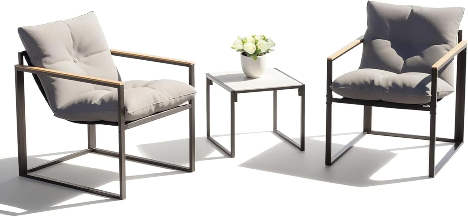 Patio Furniture Set for Small Spaces - 3 Piece Bistro Set