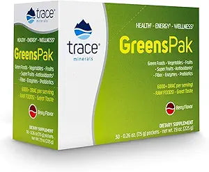 Trace Minerals Greens Pak Powder Drink Mix for Adults and Kids