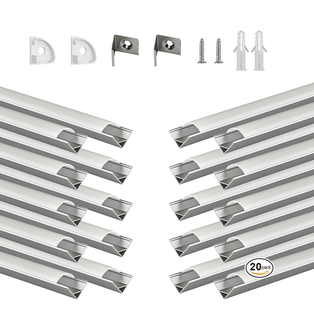V-Shaped Silver LED Aluminum Channel System for Strip Lights
