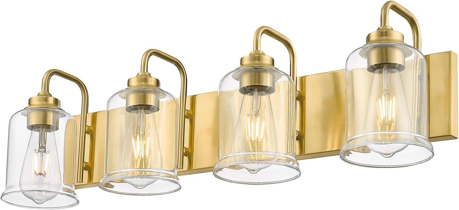 4-Light Brushed Gold Vanity Light for Modern Bathroom Decor
