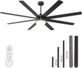 YUHAO 72 in Black Ceiling Fan with Light and Remote - Dimmable
