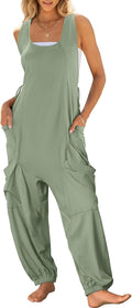 Women Overalls Jumpsuit Loose Sleeveless Harem Romper - Summer Casual