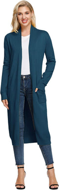 GRACE KARIN Essential Solid Open Front Maxi Knitted Cardigan Shoes