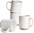 LE TAUCI Coffee Mugs 15 oz Ceramic Set of 4 - Handcrafted Rustic Mugs