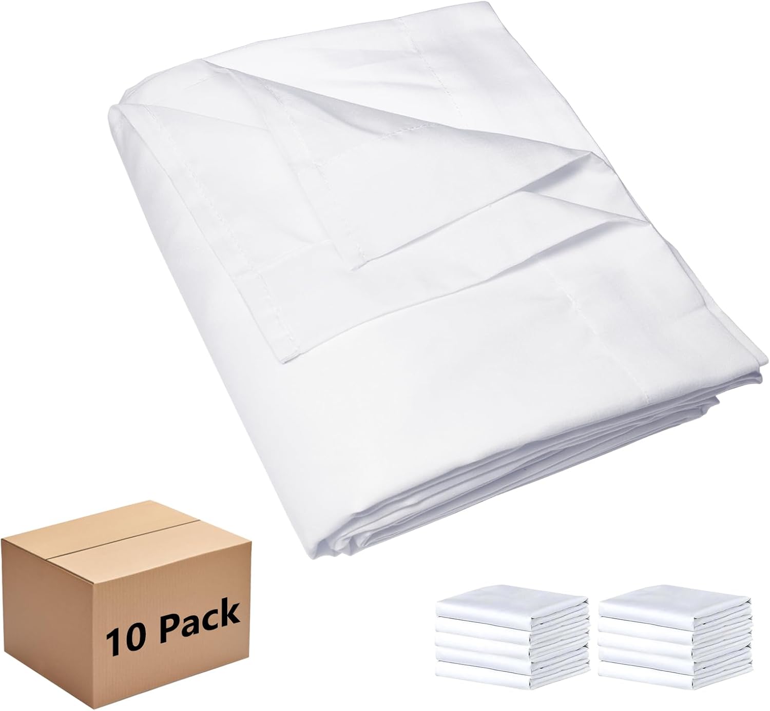 Bulk King Flat Sheets 10 Pack for Hotels and Rentals, White