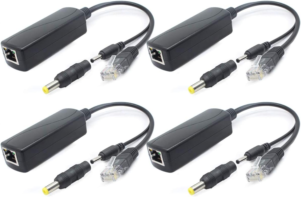 4-Pack 5V Gigabit PoE Splitter for IP Cameras and More
