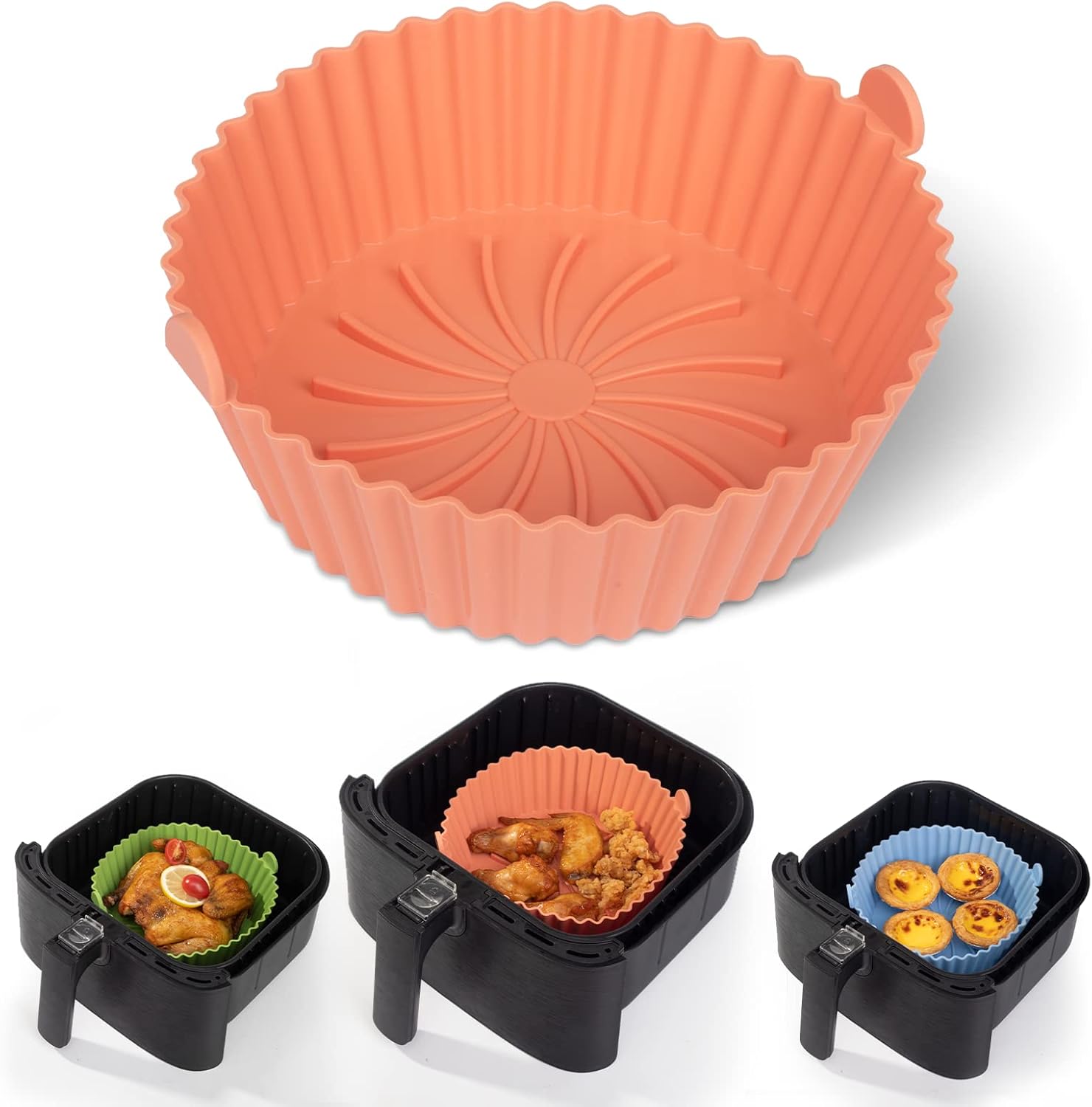 Non-stick Reusable Silicone Liner for COSORI Air Fryer - X-Large, Orange