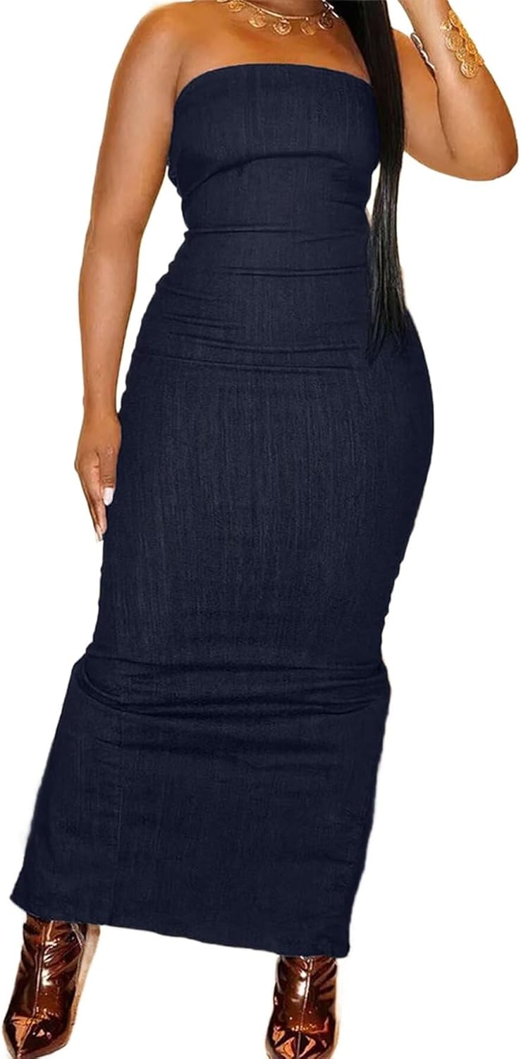 Flamingals Sexy Off Shoulder Maxi Dress for Women with Split Hem