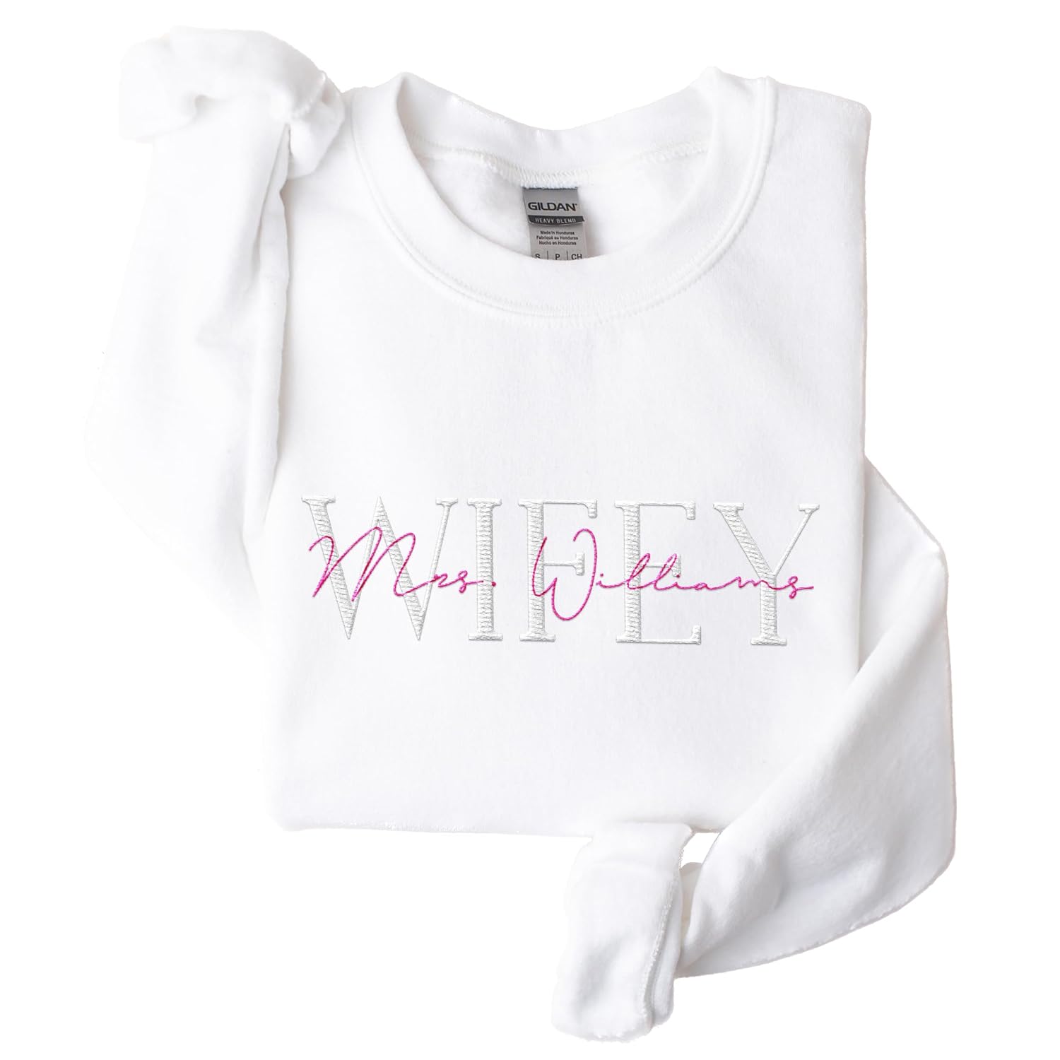 Custom Wifey Embroidered Sweatshirt by NICHEBEE