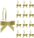 Decorative Bow Shower Curtain Hooks Gold - Smooth Gliding Set of 12