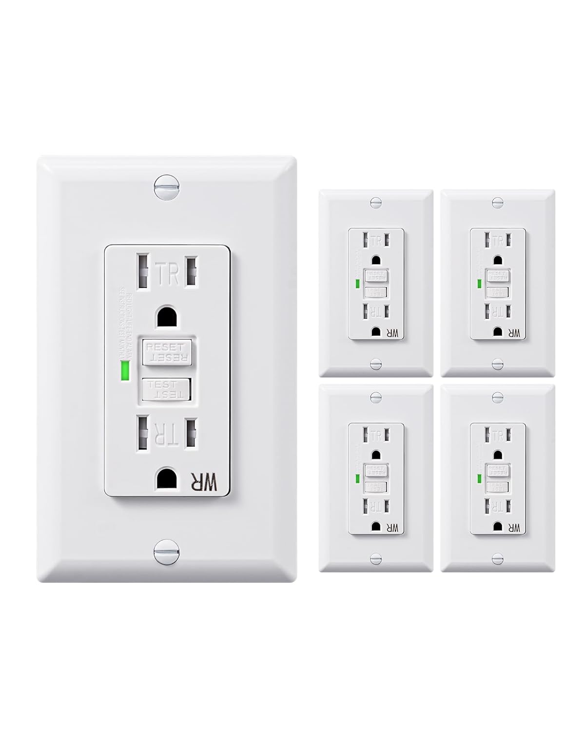 DEWENWILS 5 Pack GFCI Outlet with Self-Test and LED Indicator