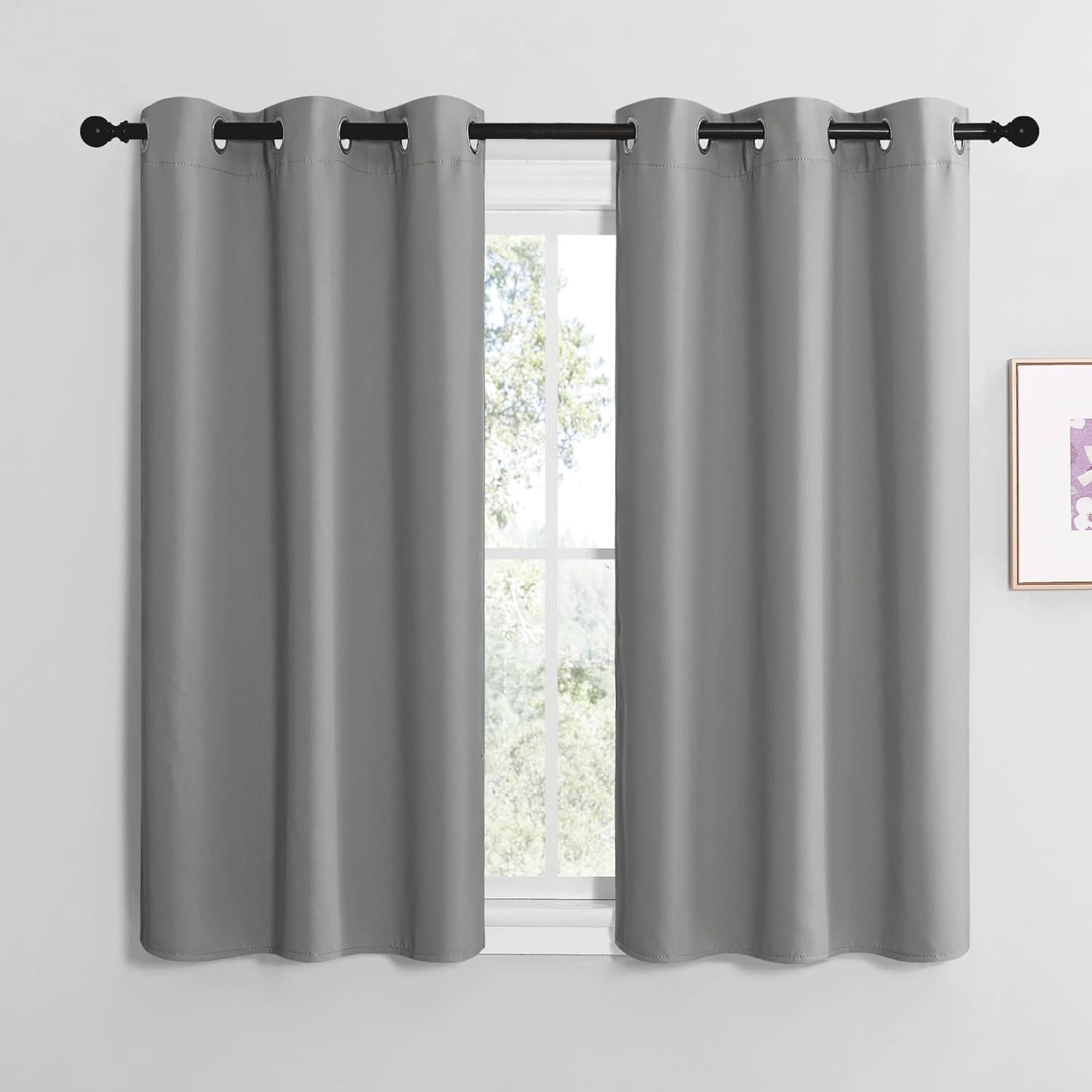 NICETOWN Silver Grey Thermal Insulated Blackout Curtains for Kids