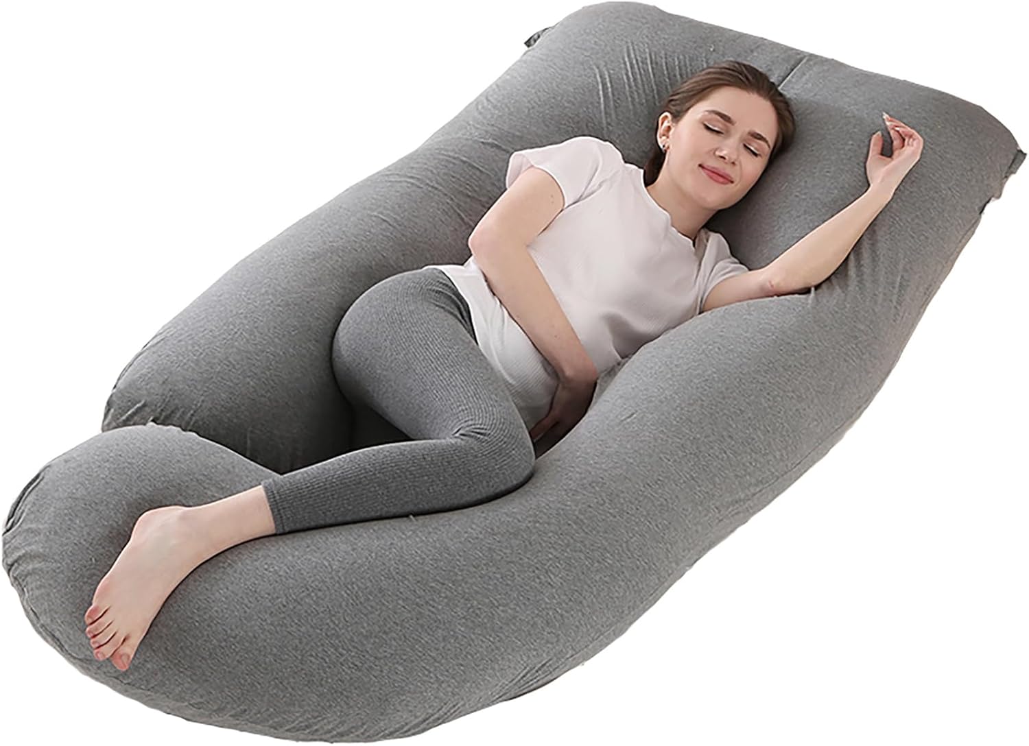 Pregnancy Pillow J-Shaped Full Body Pillow for Comfort and Support