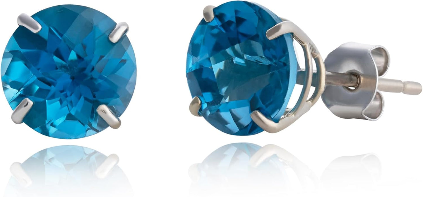 10k Gold 8mm Round Birthstone Stud Earrings for Women - Quality Style