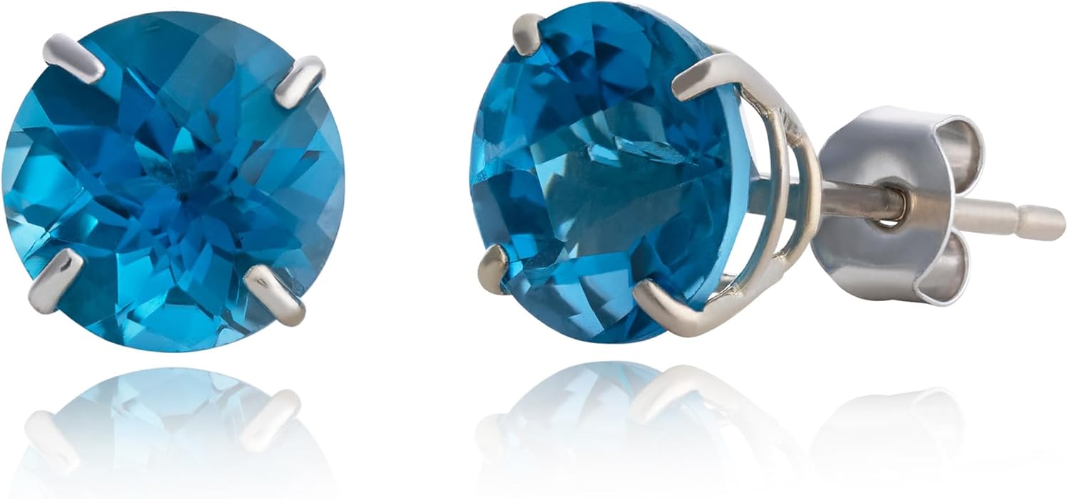 10k Gold 8mm Round Birthstone Stud Earrings for Women - Quality Style