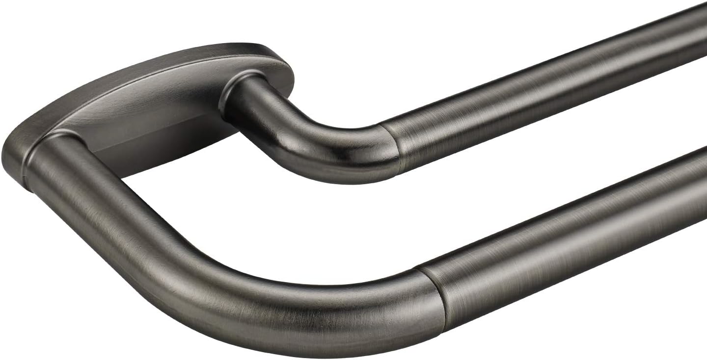 Double Curtain Rods Matte Brushed Grey for Room Darkening